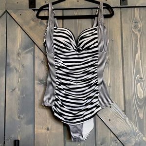 Torrid One Piece striped firm hold swim suit